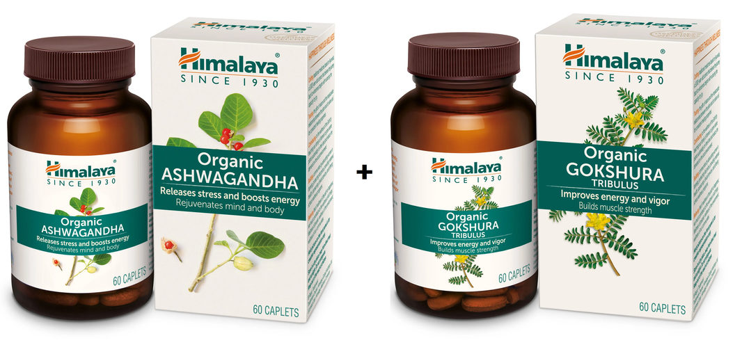 Himalaya Organic Ashwagandha & Gokshura (Tribulus) 60 Caplets Combo Pack