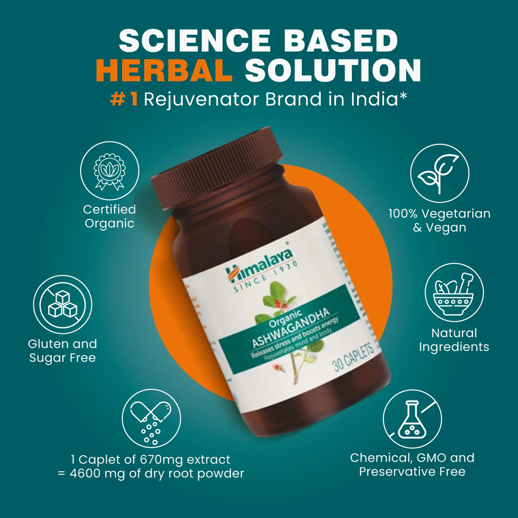 Himalaya Organic Ashwagandha & Gokshura (Tribulus) 60 Caplets Combo Pack